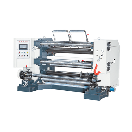 Máquina cortadora y rebobinadora vertical de alta velocidad controlada por PLC para película plástica en 200 m/min